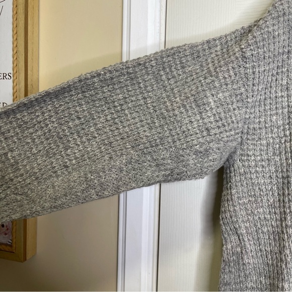 Free People Sidewinder 100% Wool Sweater Oversized Cowl Neck Grey Sz M - Picture 6 of 13